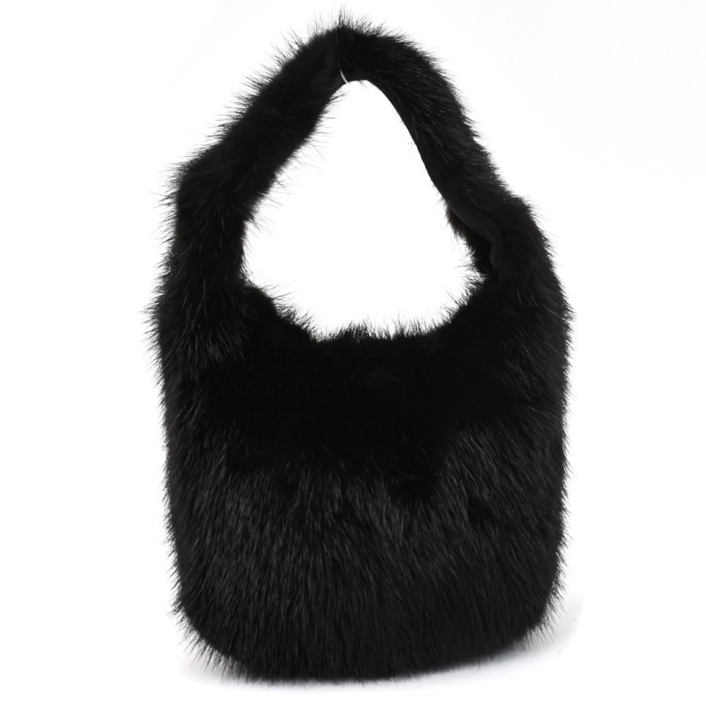 Gucci Handbag Mini Bag Pouch Mink Fur Satin Black - Picture 3 of 9